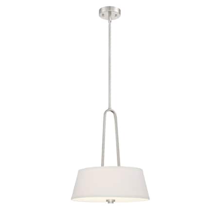 Designers Fountain Studio 60 Watt 2 Light Satin Platinum Pendant with White Fabric Shade 88531-SP